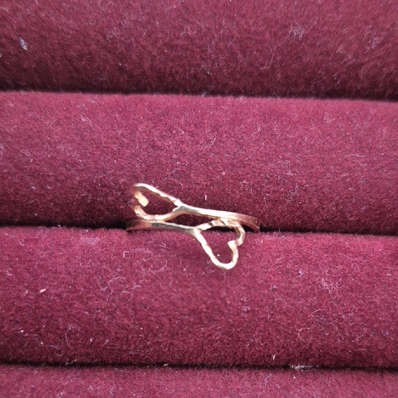 Chic Gold Double Heart 10K Ring - Picture 8 of 16